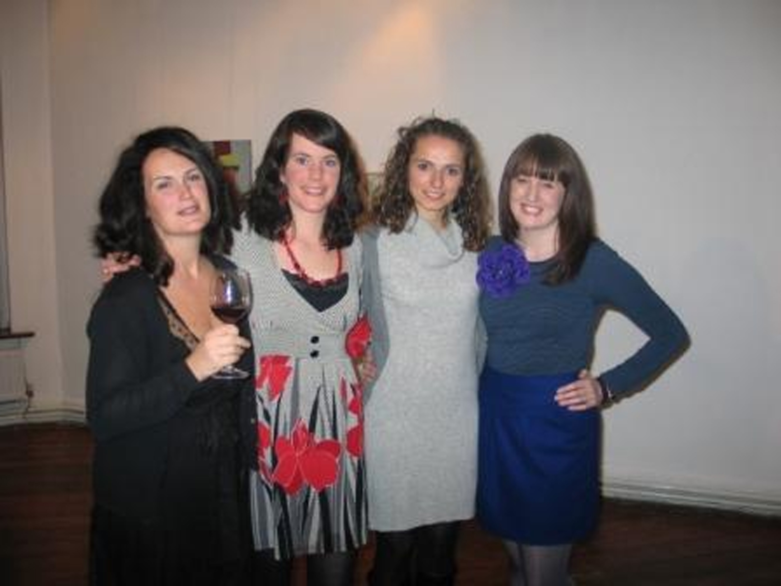 From left to right: Elaine Grainger (gallery manager), gallery assistants Roisin Russell and Lourdes Viso, and artist Anne Hendrick